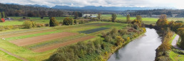 River and farm fields