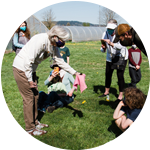 volunteer member at oxbow farm conservation center