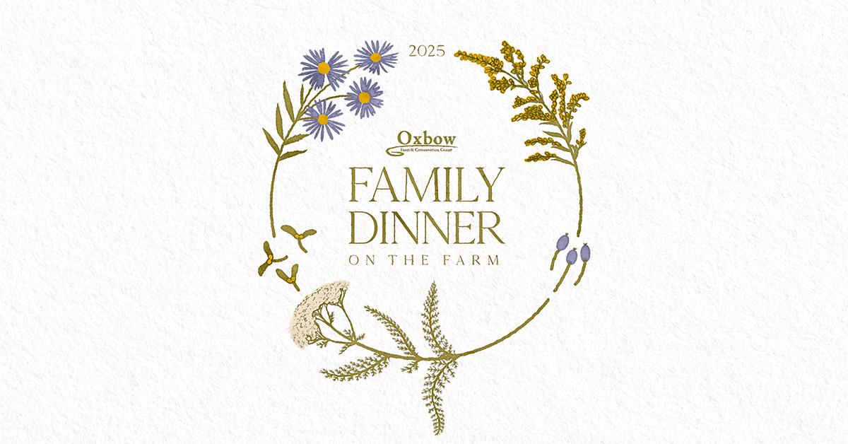 Illustrated floral graphic for Oxbow’s 2025 Family Dinner on the Farm event.