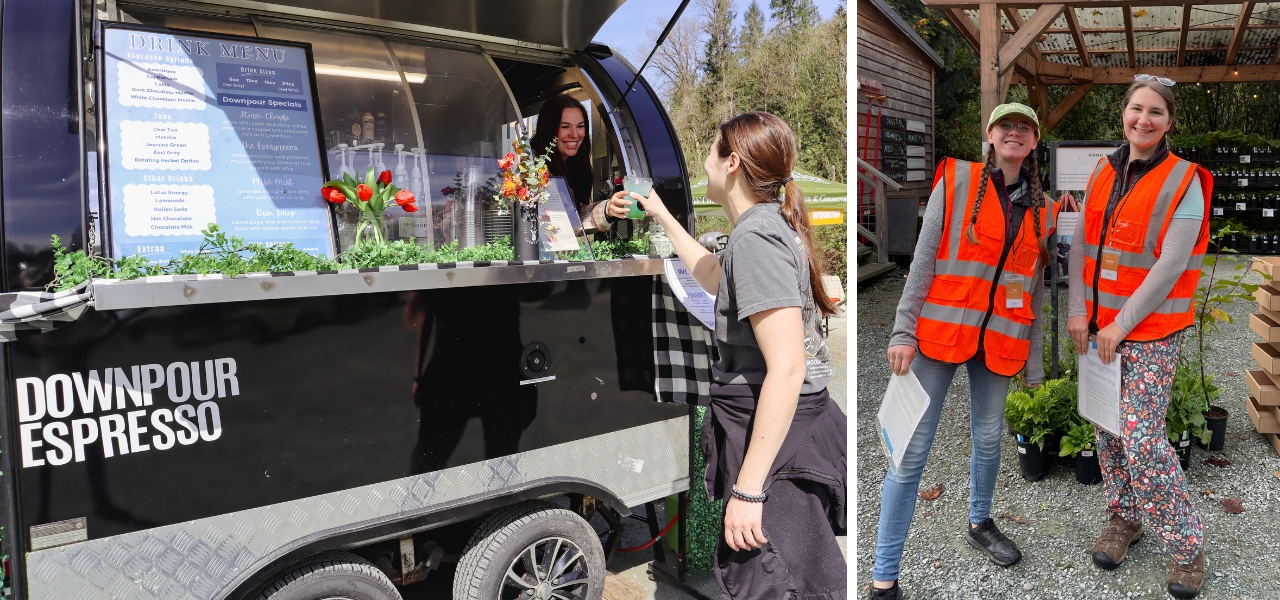 Coffee from Downpour Espresso and friendly Oxbow staff ready to help guests.