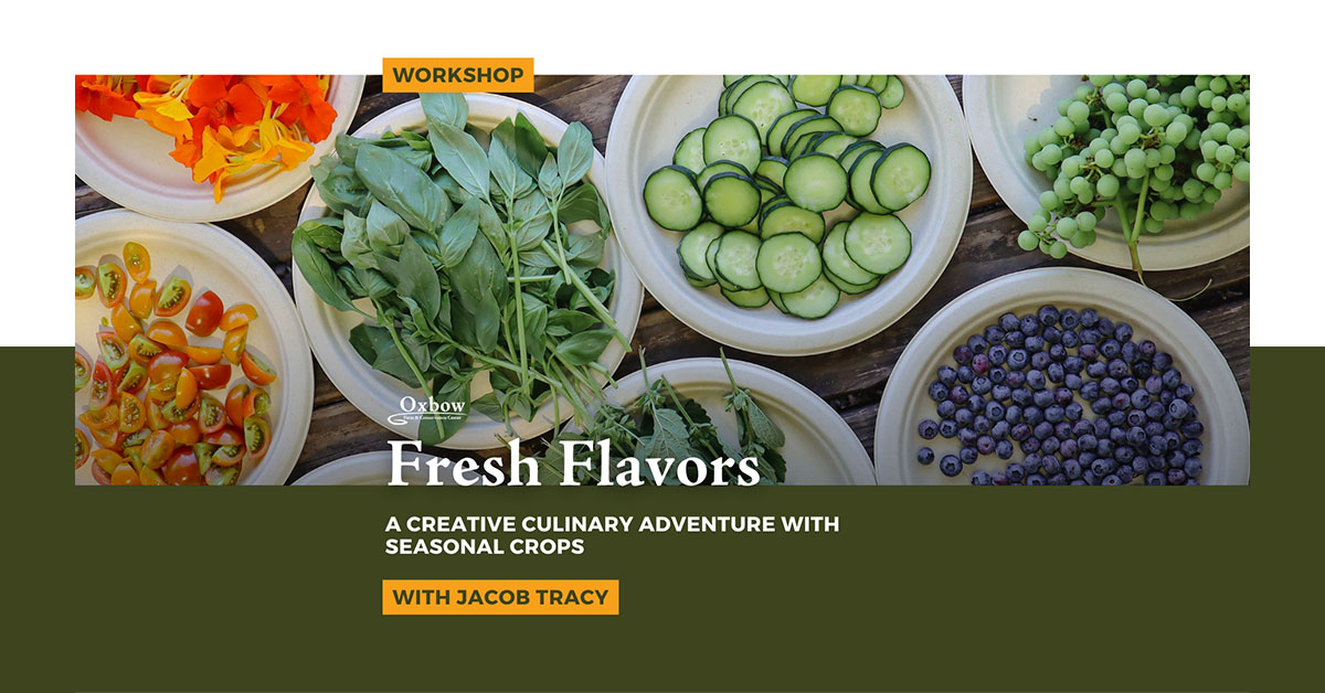 Colorful plates of seasonal fruits and vegetables ready for a farm-to-table food workshop.